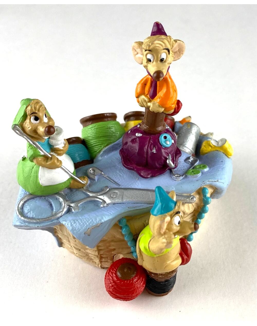 Vintage Disney Lil Classics Cinderella Mice Sewing Basket Figurine
